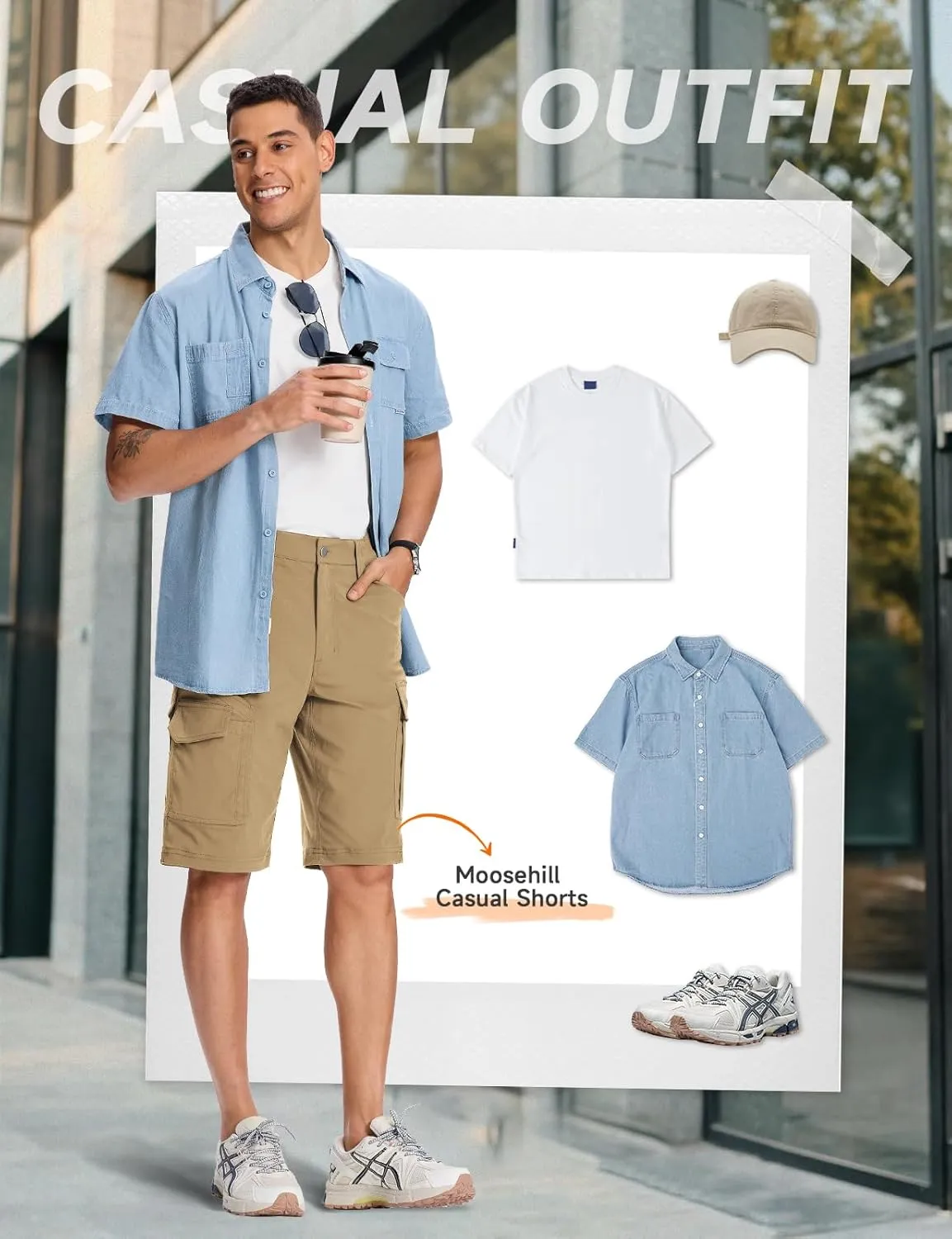 Moosehill Mens-Hiking-Shorts Cargo Lightweight Water Resistant Quick Dry Big & Tall with 8 Pockets for Tactical Work
