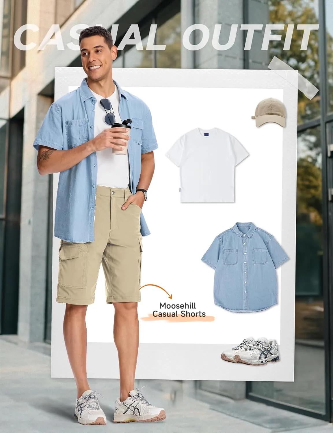Moosehill Mens-Hiking-Shorts Cargo Lightweight Water Resistant Quick Dry Big & Tall with 8 Pockets for Tactical Work