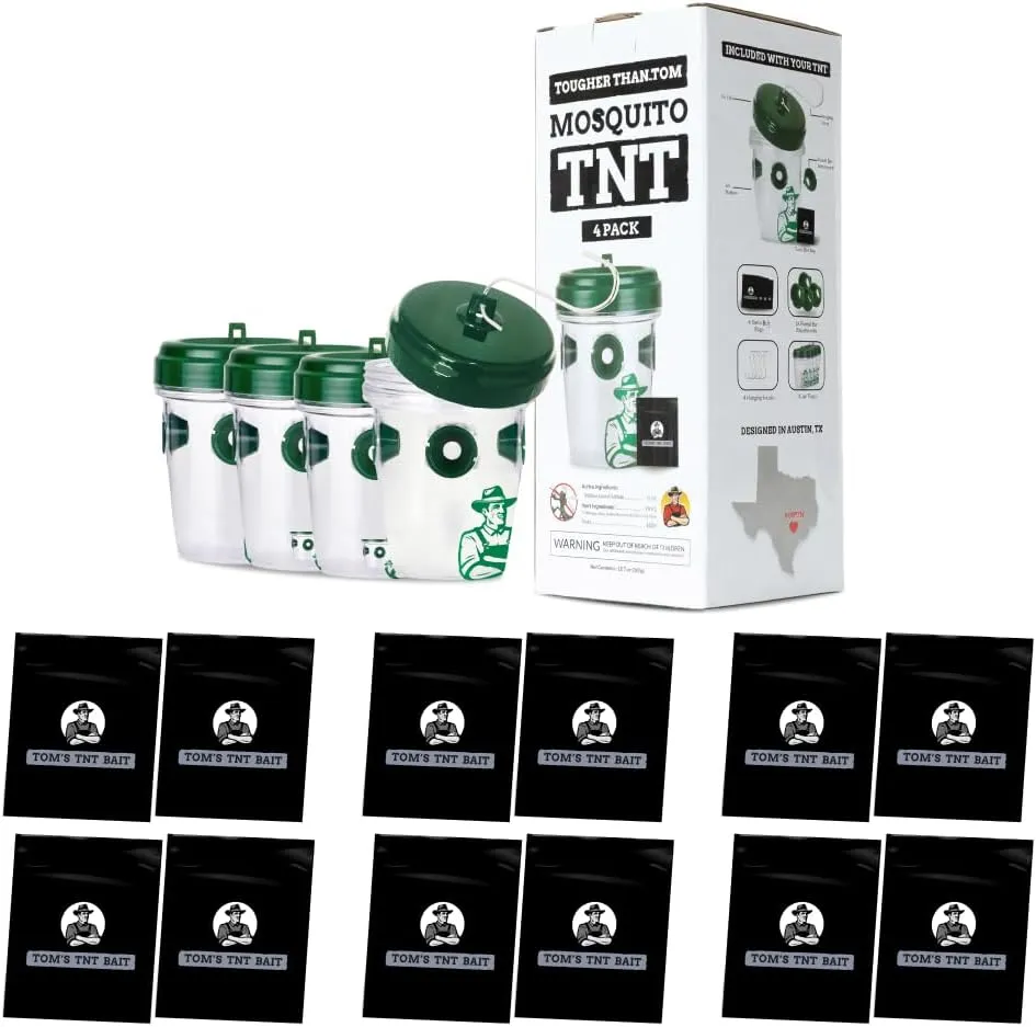 Mosquito TNT 2.0 Natural Mosquito 12 Bait Bags, Outdoor Insect Control, Easy Setup, Family & Pet Friendly, Ideal for Backyards, Camping, Gardens, BBQs, Picnics & More