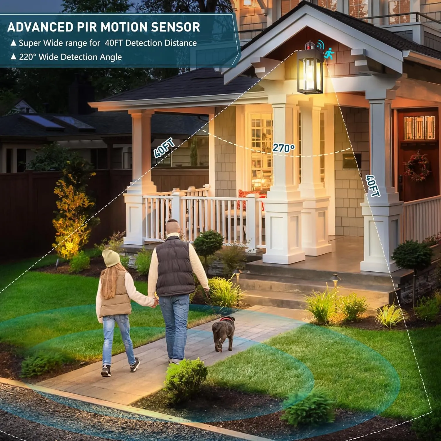 Motion Sensor Outdoor Wall Lanterns, Dusk to Dawn Sconce Exterior Light Fixture, 3 Lighting Modes Porch Lights, Waterproof Outside Wall Sconces for House Garage Patio