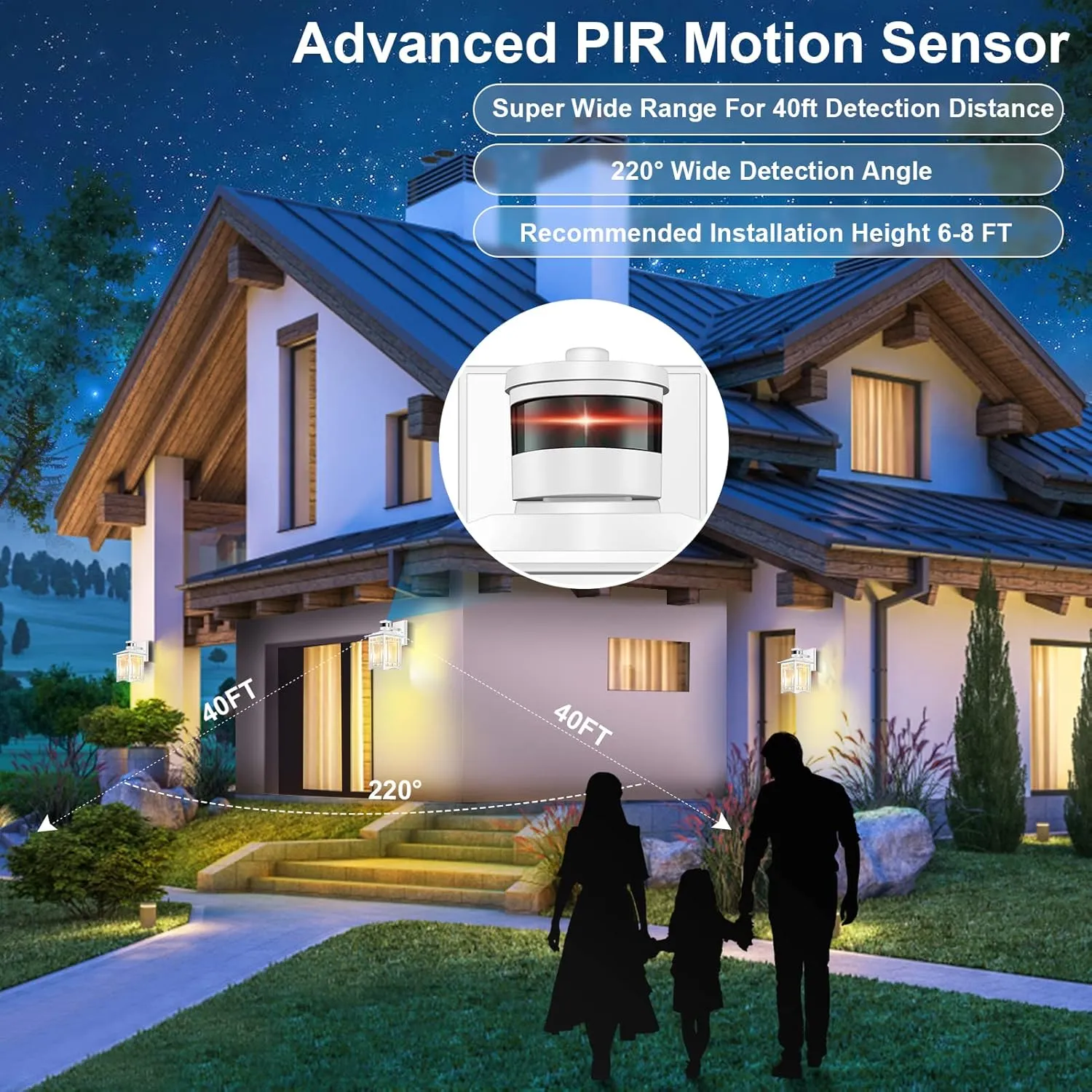 Motion Sensor Outdoor Wall Lights White Dusk to Dawn Light Fixture for House Porch Patio