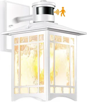 Motion Sensor Outdoor Wall Lights White Dusk to Dawn Light Fixture for House Porch Patio