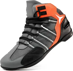 Motorcycle Boots Men Gear Pad, Trekking, Motorcycle Shoe Casual, Microfiber Leather Lightweight