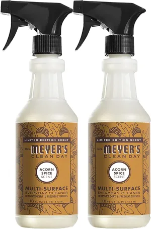 Mrs. Meyer’s Clean Day Multi Surface Everyday Cleaner, Acorn Spice Scent, Limited Edition Scent, Removes Dirt & Freshens Surfaces, 16 FL OZ Spray (Pack of 2)