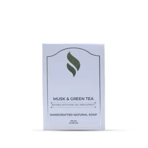 Musk & Green Tea Soap Infused With Pure Tea Tree Extract (Handcrafted Soap) Green Tea Bathing Soap Bar