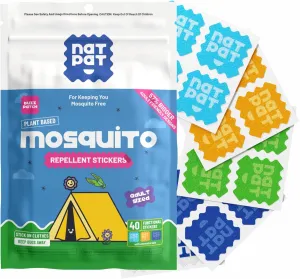 NATPAT BuzzPatch Mosquito Patches for Adults - Plant-Based Mosquito Patches, Non Toxic - The Original All Natural Citronella Essential Oil Insect Patch(40 Pack)