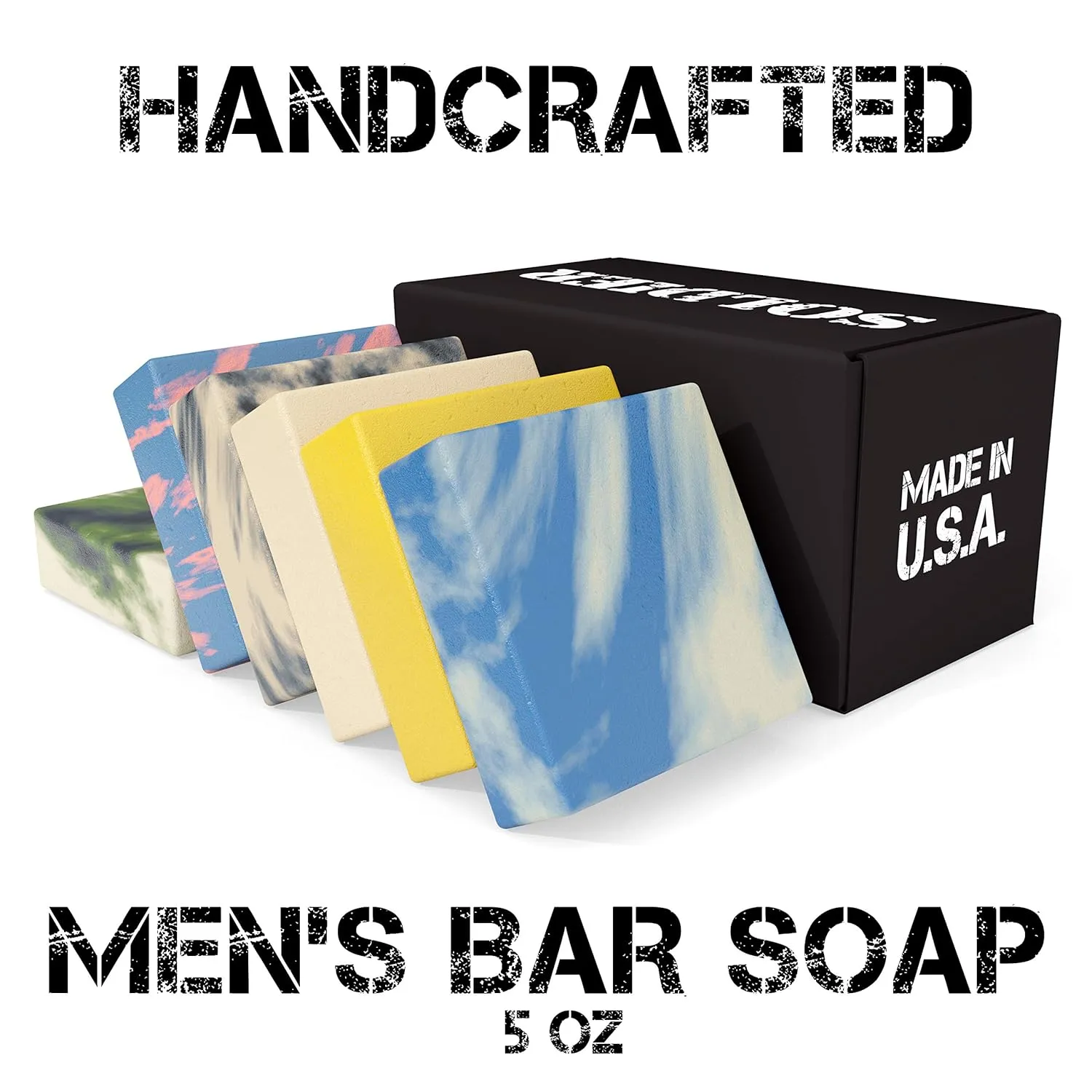 NATURAL AMERICAN Mens Organic Bar Soap, Masculine Scents, 100% Natural Soap for Men - Essential Oils, Organic Shea Butter Natural Body Soap, Natural Bar Soap for Men - SOLDIER Body Soap 5 oz (6pk)