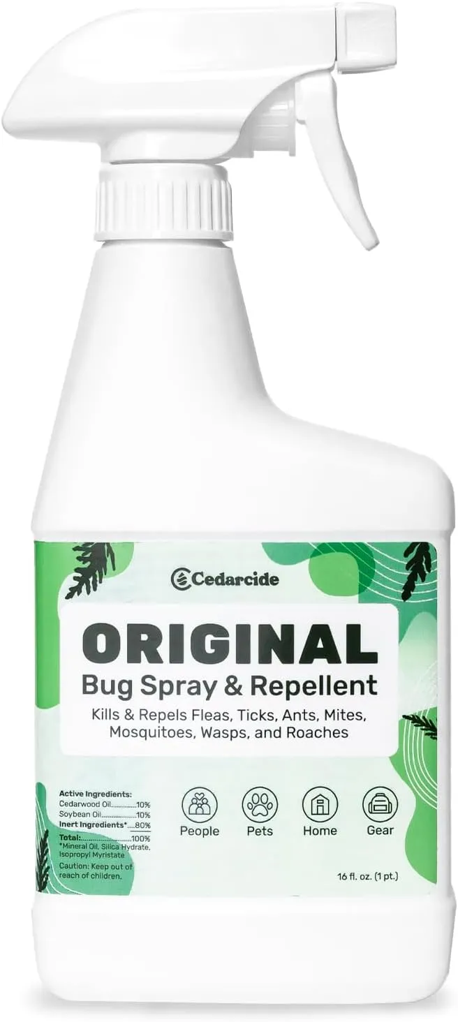 Natural Cedar Oil Insect Repellent formerly known as Best Yet now called Cedarcide Original (Pint) Biting Insect Spray Kills and Repels Mosquitoes Ticks Fleas and Chiggers