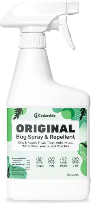 Natural Cedar Oil Insect Repellent formerly known as Best Yet now called Cedarcide Original (Pint) Biting Insect Spray Kills and Repels Mosquitoes Ticks Fleas and Chiggers