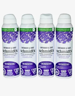 Natural Deodorant Spray for Women and Men, Lavender and Sage with 48H Odor Protection, No Aluminum Salts, No White Marks, Cruelty Free, Vegan Deodorant 3.2 oz pack of 4