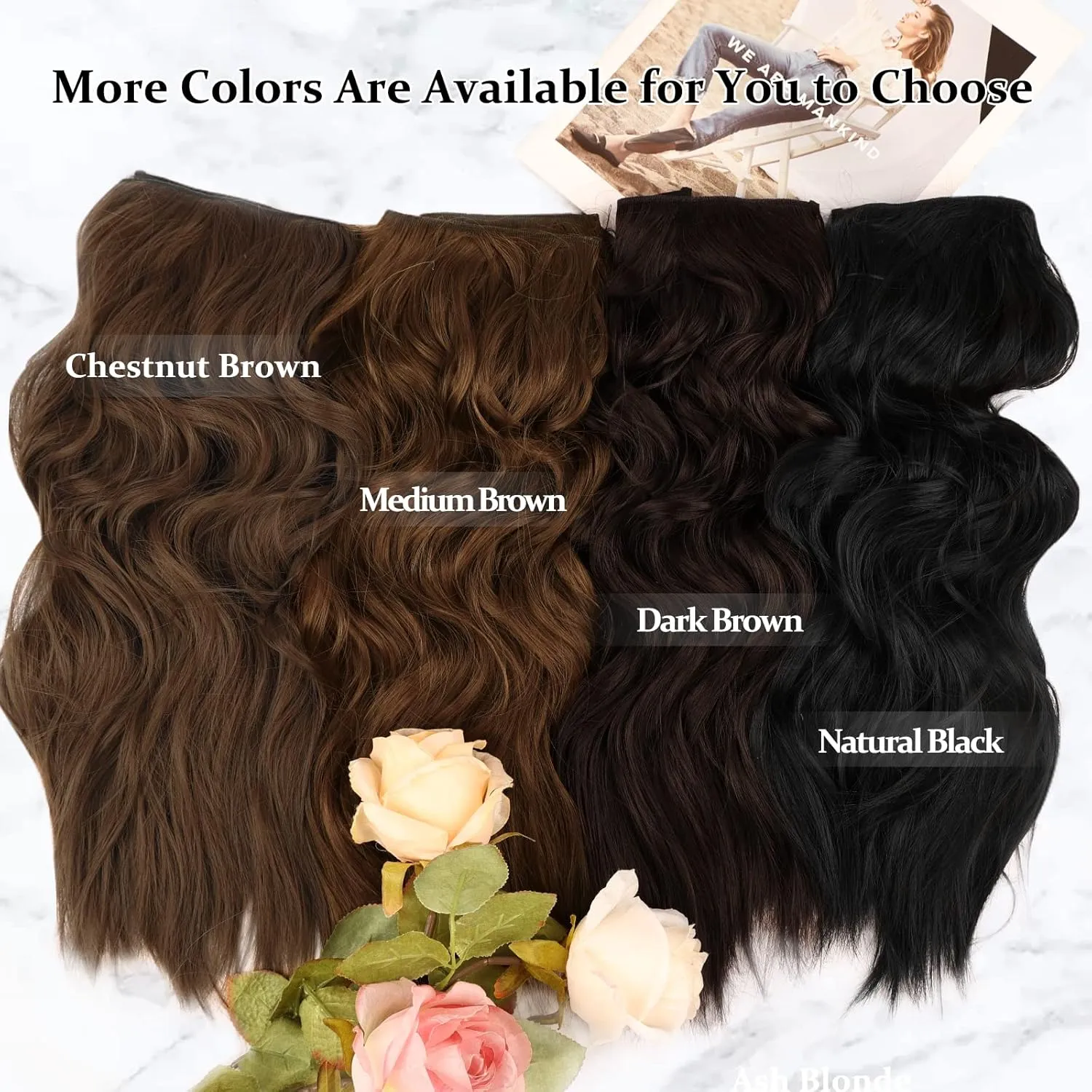 NAYOO Clip in Hair Extensions for Women 20 Inch Long Wavy Curly Natural Black Hairpieces Full Head Synthetic Hair Hairpieces(6PCS,Natural Black)