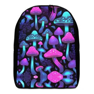 Neon Pink & Blue Mushrooms Minimalist Backpack