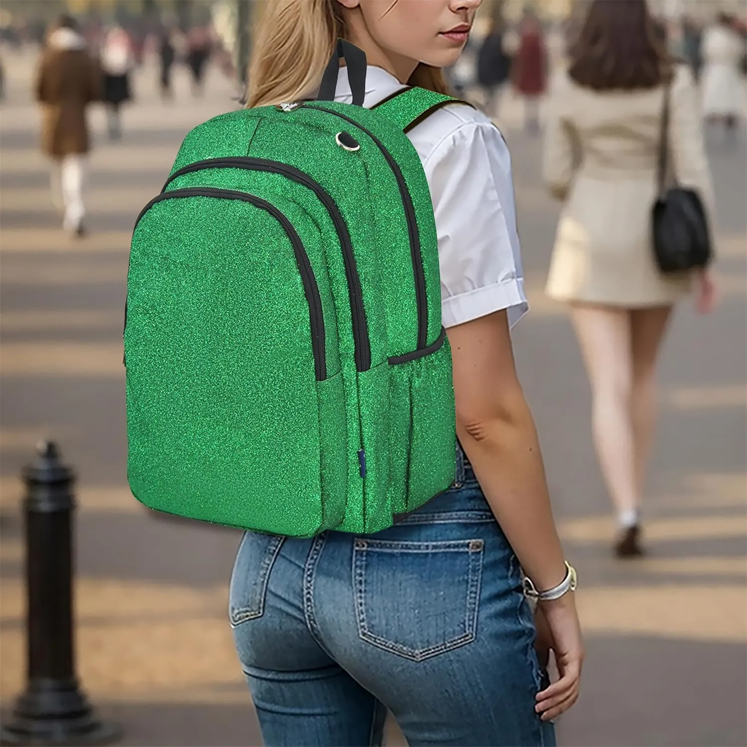 NGIL Glitter Performance Large Canvas Sports Backpack, Dance Backpack, Gymnastics, Cheerleader Essential Backpacks (Glitter-Green)