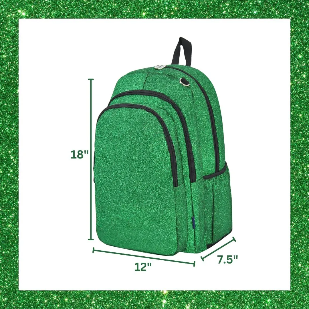NGIL Glitter Performance Large Canvas Sports Backpack, Dance Backpack, Gymnastics, Cheerleader Essential Backpacks (Glitter-Green)