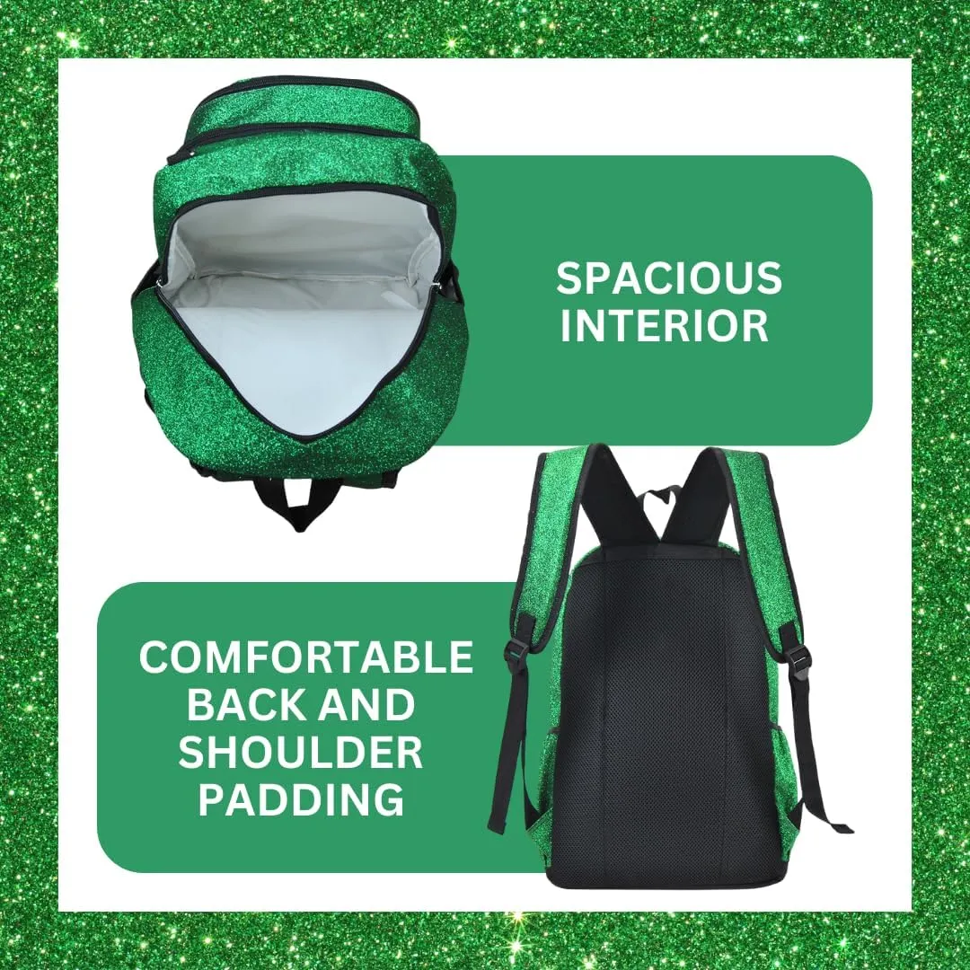 NGIL Glitter Performance Large Canvas Sports Backpack, Dance Backpack, Gymnastics, Cheerleader Essential Backpacks (Glitter-Green)