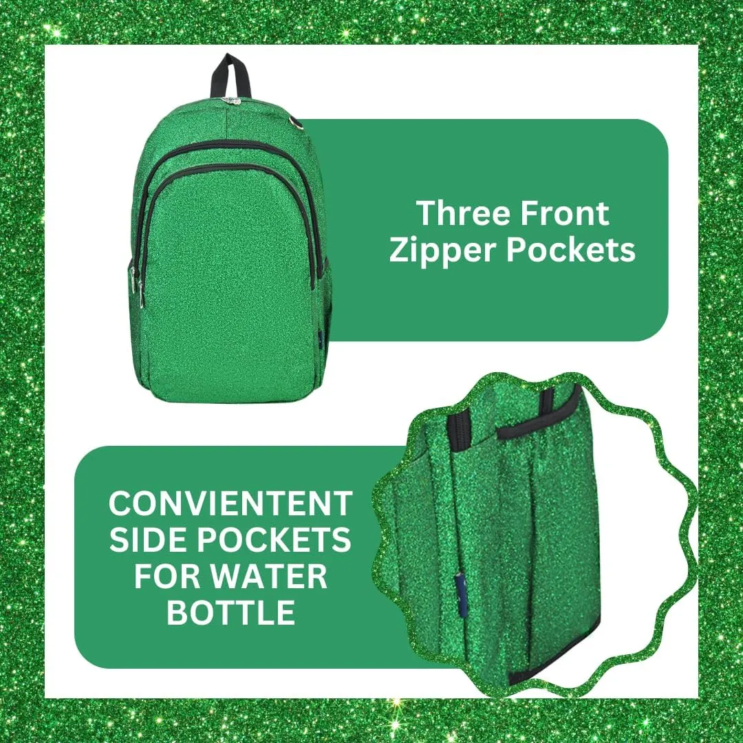 NGIL Glitter Performance Large Canvas Sports Backpack, Dance Backpack, Gymnastics, Cheerleader Essential Backpacks (Glitter-Green)