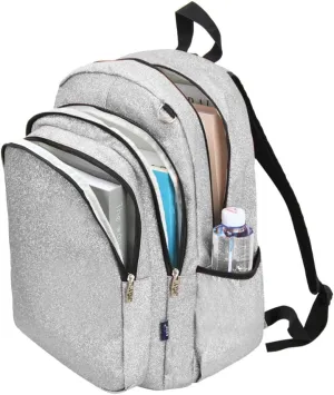 NGIL Glitter Performance Large Canvas Sports Backpack, Dance Backpack, Gymnastics, Cheerleader Essential Backpacks (Glitter-Silver)