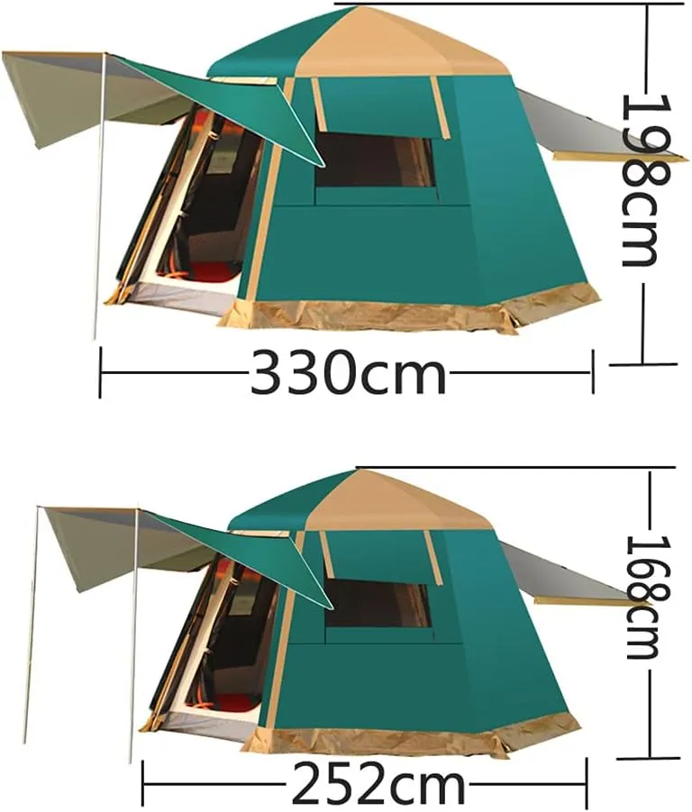 NIEH Family Camping Tent Double Layer Automatic Opening Hydraulic Tent Dome Tent with Porch for Climbing Fishing Festivals Garden