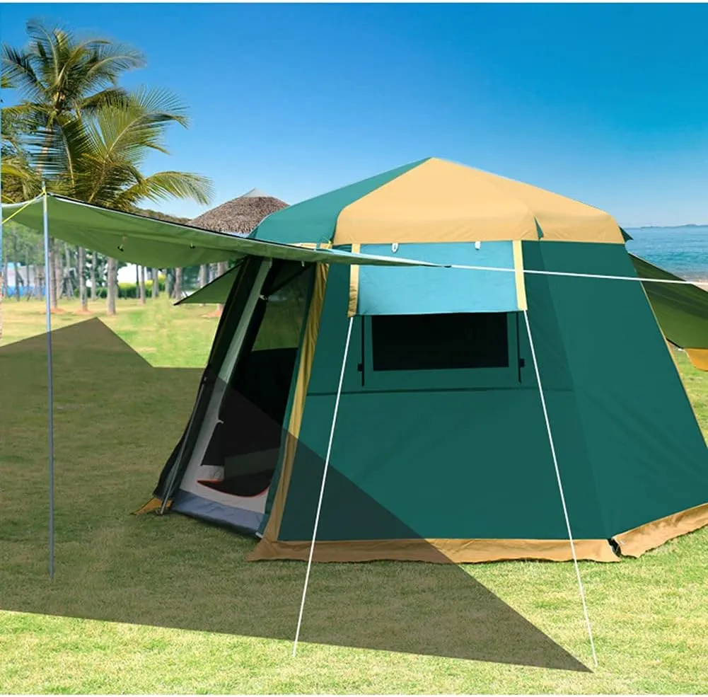 NIEH Family Camping Tent Double Layer Automatic Opening Hydraulic Tent Dome Tent with Porch for Climbing Fishing Festivals Garden