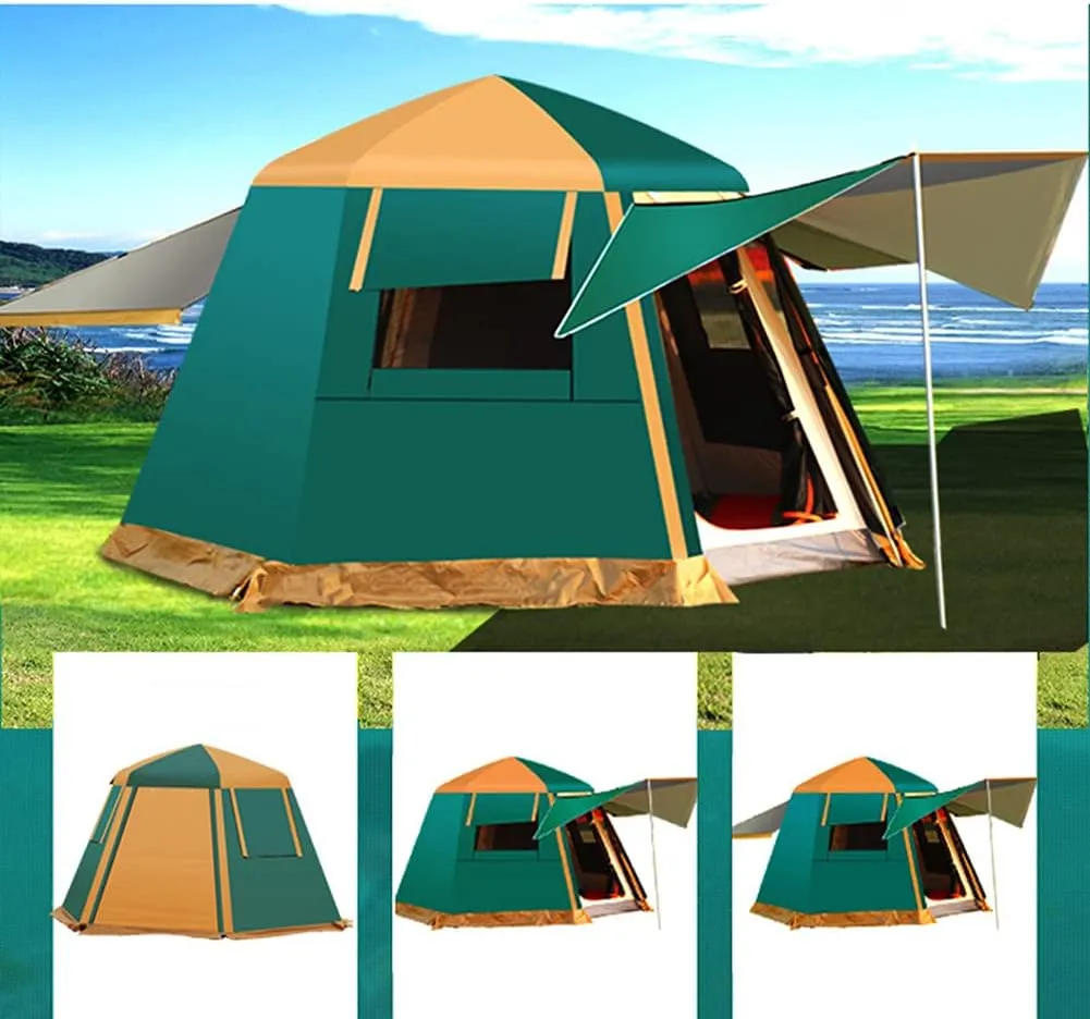 NIEH Family Camping Tent Double Layer Automatic Opening Hydraulic Tent Dome Tent with Porch for Climbing Fishing Festivals Garden