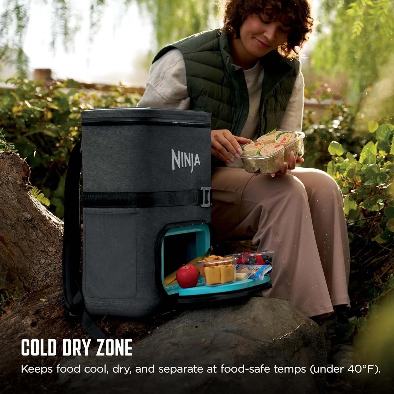 Ninja FrostVault Go 24-Can Backpack Soft Cooler with Cold Dry-Zone Storage