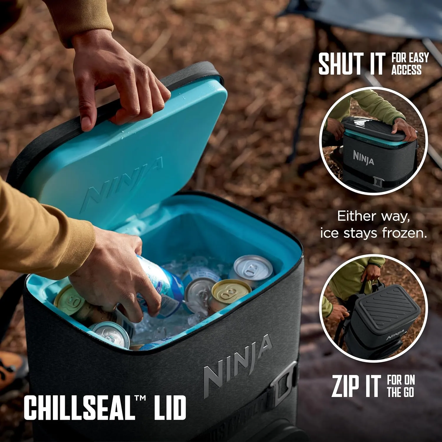 Ninja FrostVault Go 24-Can Backpack Soft Cooler with Cold Dry-Zone Storage