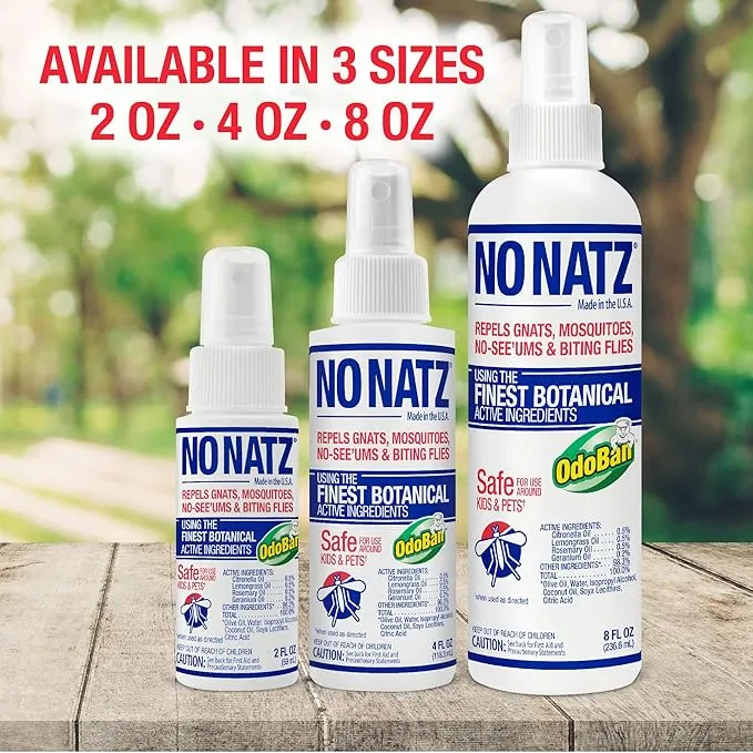 No Natz Botanical Bug Repellant, Effective for Gnat, Mosquito, and Biting Flies, Hand-Crafted and DEET-Free, Non-Greasy Formula, 4 Ounce Spray Bottle, 2-Pack