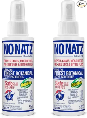 No Natz Botanical Bug Repellant, Effective for Gnat, Mosquito, and Biting Flies, Hand-Crafted and DEET-Free, Non-Greasy Formula, 4 Ounce Spray Bottle, 2-Pack