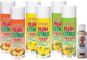 Non-Aerosol Air Freshener Spray, 4 oz (Orange, Lemon & Citrus Blend), 2 Packs Each Bundled with 1 Pack DU-MOST Walnut Hand Scrub Travel Size, 4 oz