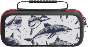 Ocean Sharks Portable Protective Shell Compatible with Switch Case Hard Travel Tote Bag with 20 Game Cartridges