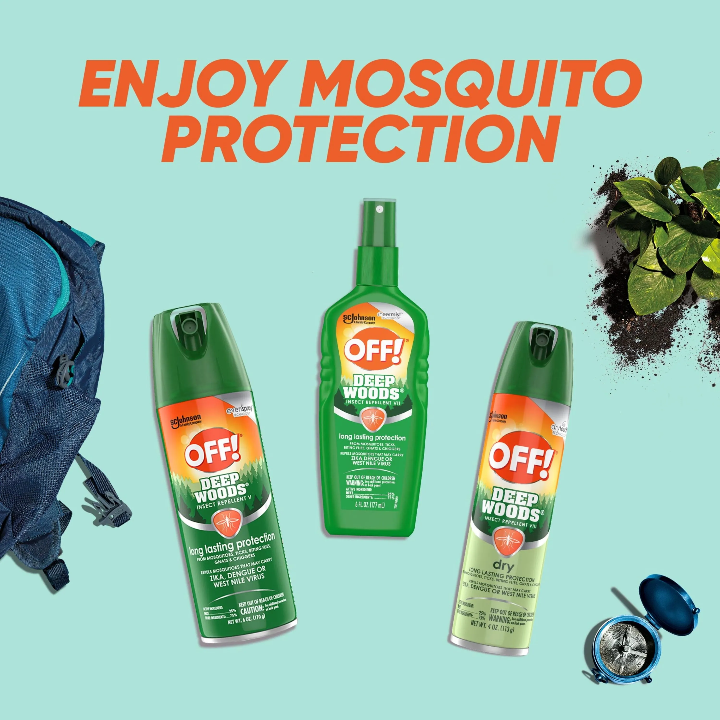 OFF! Deep Woods Insect Repellent V, Biting Insect Spray for Outdoor Use, 9 oz, 2 Count