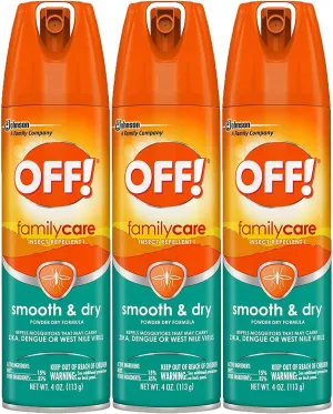 Off! Family Care Smooth & Dry Insect Spray, 4 oz (Pack - 3),White