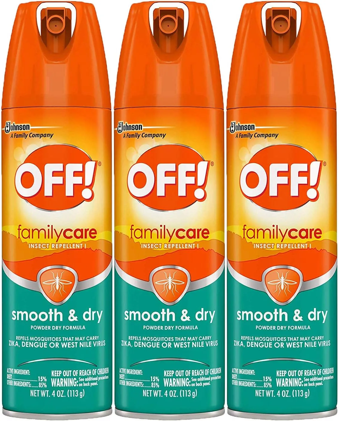 Off! Family Care Smooth & Dry Insect Spray, 4 oz (Pack - 3),White