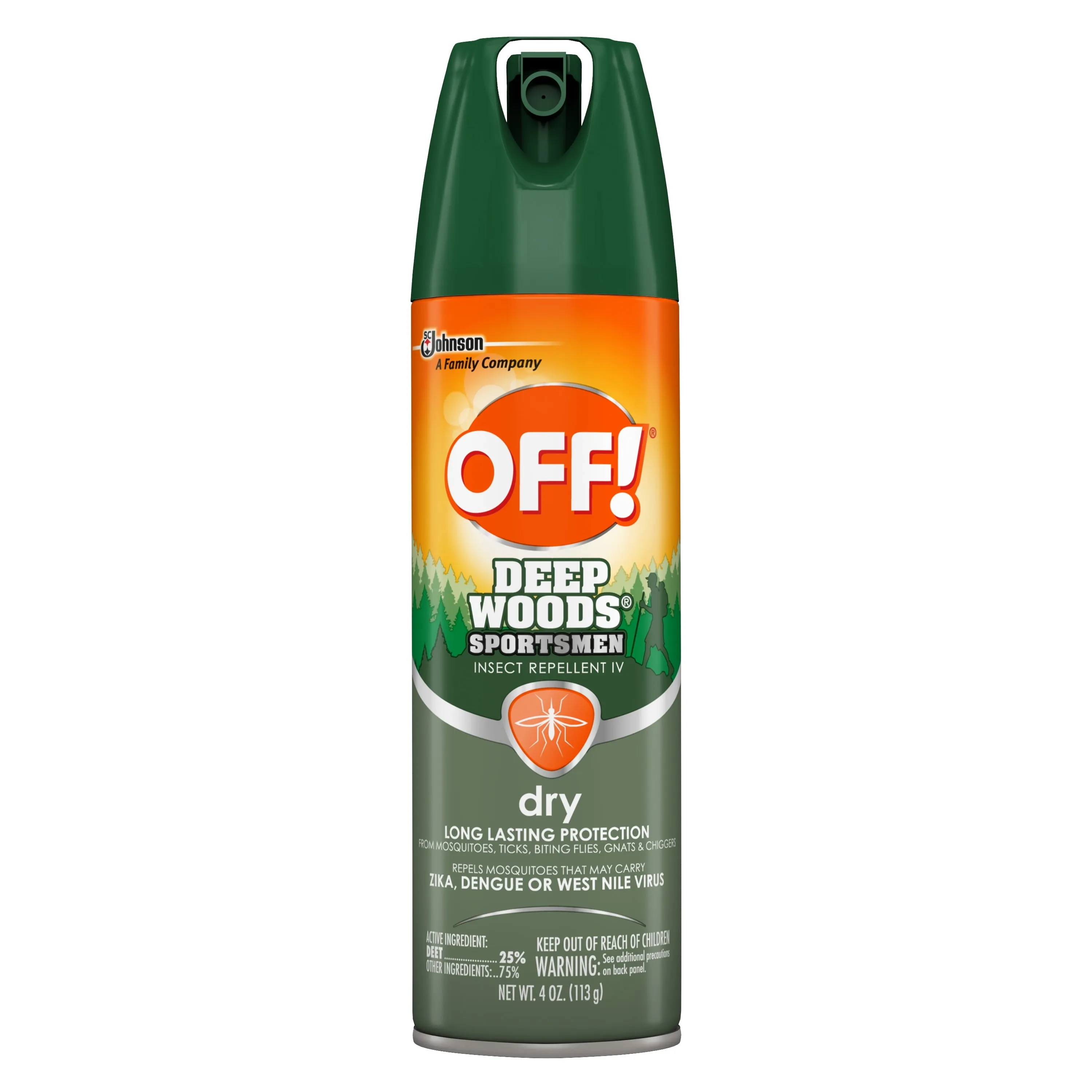 OFF! Sportsmen Deep Woods Dry Insect Repellent IV, Non-Greasy Mosquito Spray, 4 oz