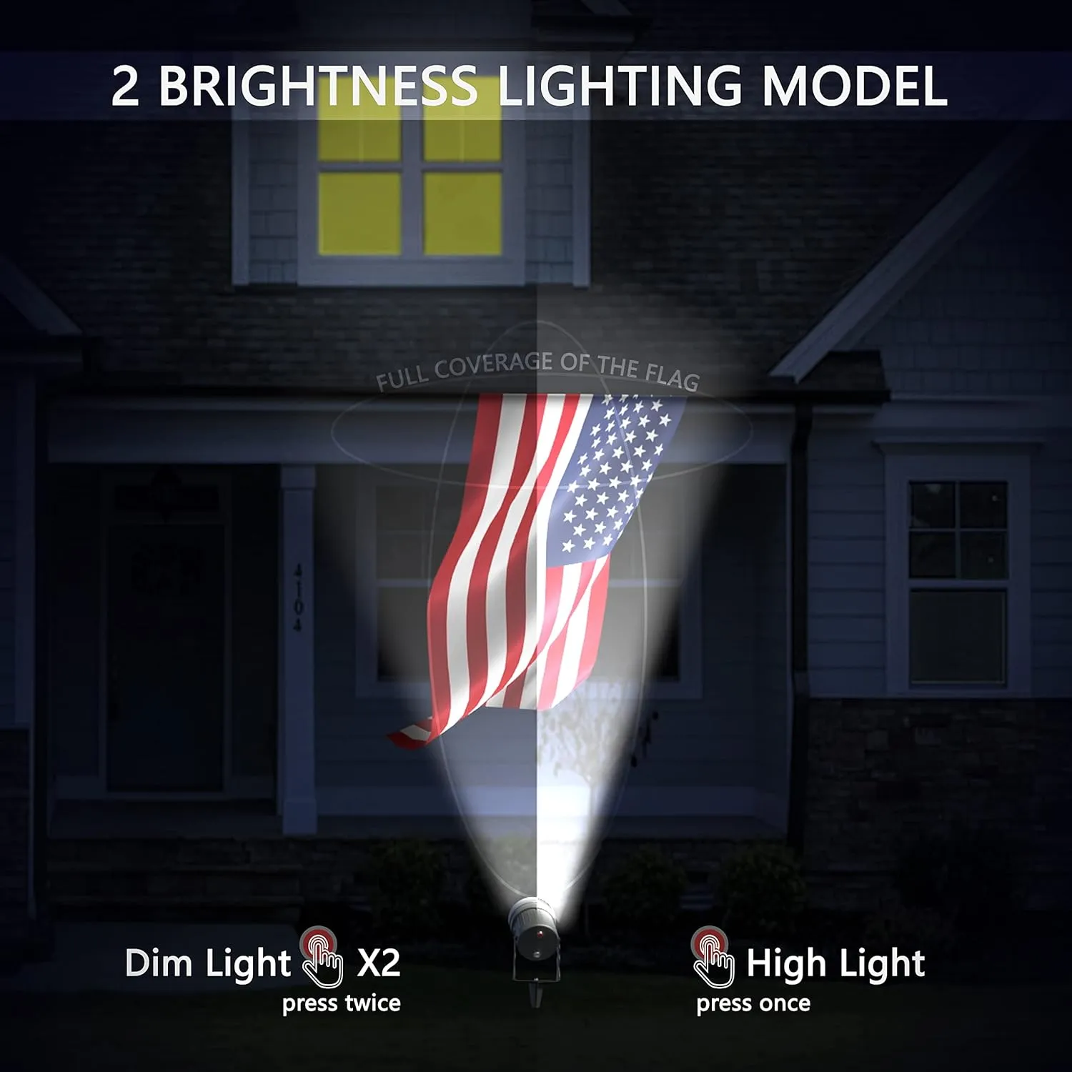Ofuray Solar Flag Pole Light 3In1 Design, Brightest Flag Pole Light Solar Powered, 2 Brightness American Flag Coverage Led Solar Lights Outdoor Dusk to Dawn fit 1"-4" Flagpole for House Inground