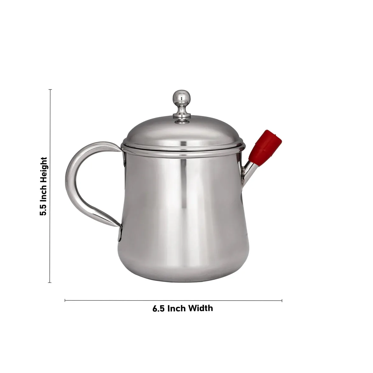 Oil Pot With Handle - 5.5 x 6.5 Inches | Stainless Steel Oil Pot With Handle/ Tea Pot for Home/ 250 Gms Approx
