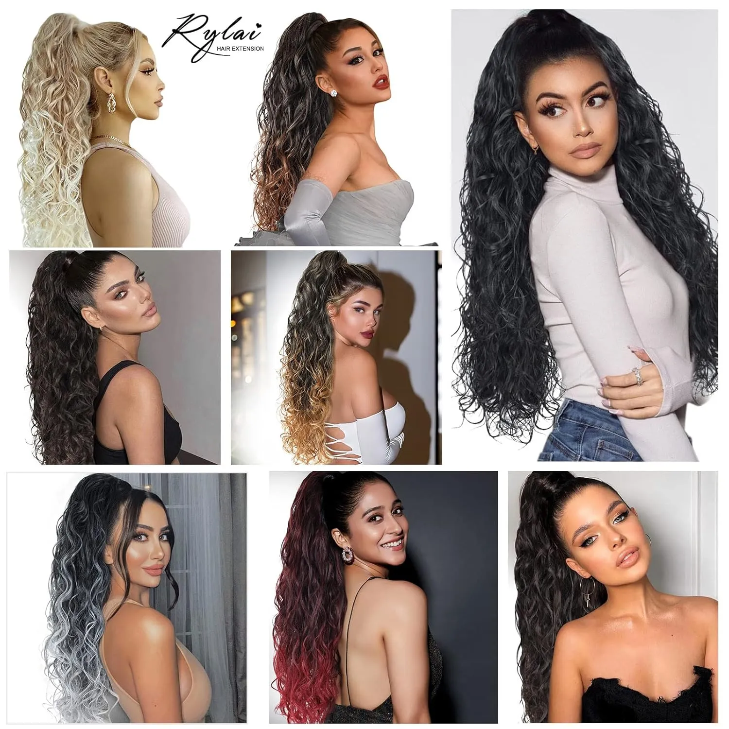 Ombre 1B/30 Hair Extensions Ponytail - for black women Long Wavy Drawstring Ponytail Extainson Clip in Ponytail Extensions Blonde real natural hair fake ponytails