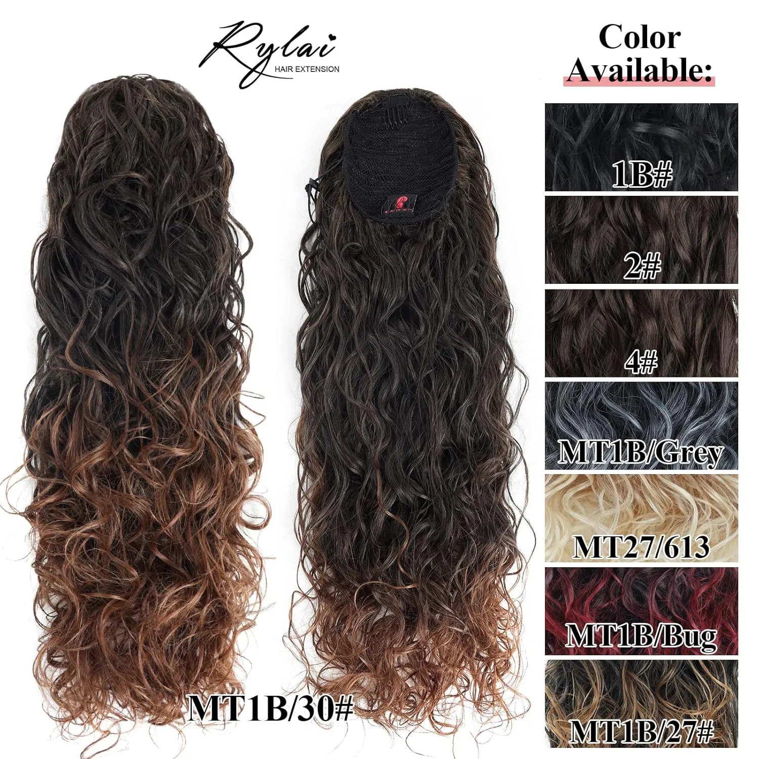 Ombre 1B/30 Hair Extensions Ponytail - for black women Long Wavy Drawstring Ponytail Extainson Clip in Ponytail Extensions Blonde real natural hair fake ponytails