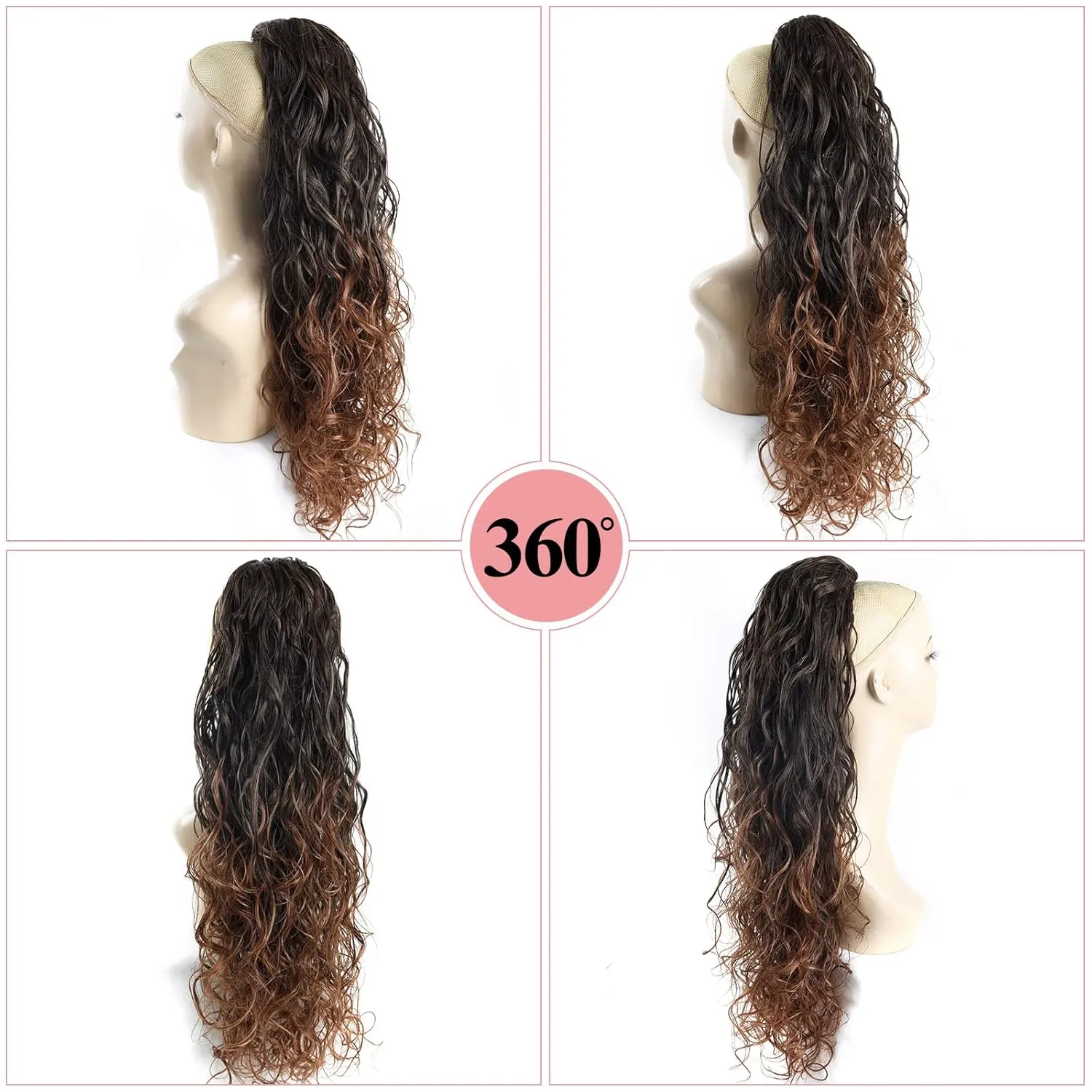 Ombre 1B/30 Hair Extensions Ponytail - for black women Long Wavy Drawstring Ponytail Extainson Clip in Ponytail Extensions Blonde real natural hair fake ponytails