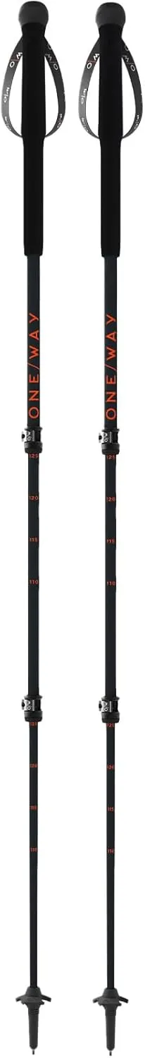 ONE WAY MT Calu Dark Outdoor Durable Versatile Telescopic Adjustable Length 110-145 Cm Carbon & Aluminum Trekking Poles with Carbide Tip & Replaceable Basket - Pair
