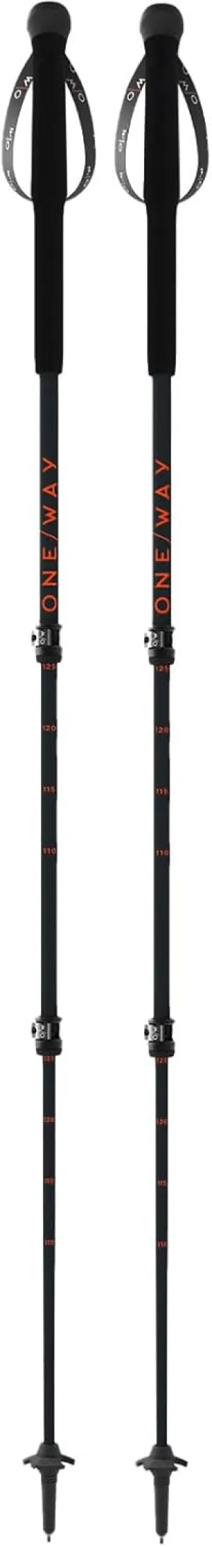 ONE WAY MT Calu Dark Outdoor Durable Versatile Telescopic Adjustable Length 110-145 Cm Carbon & Aluminum Trekking Poles with Carbide Tip & Replaceable Basket - Pair