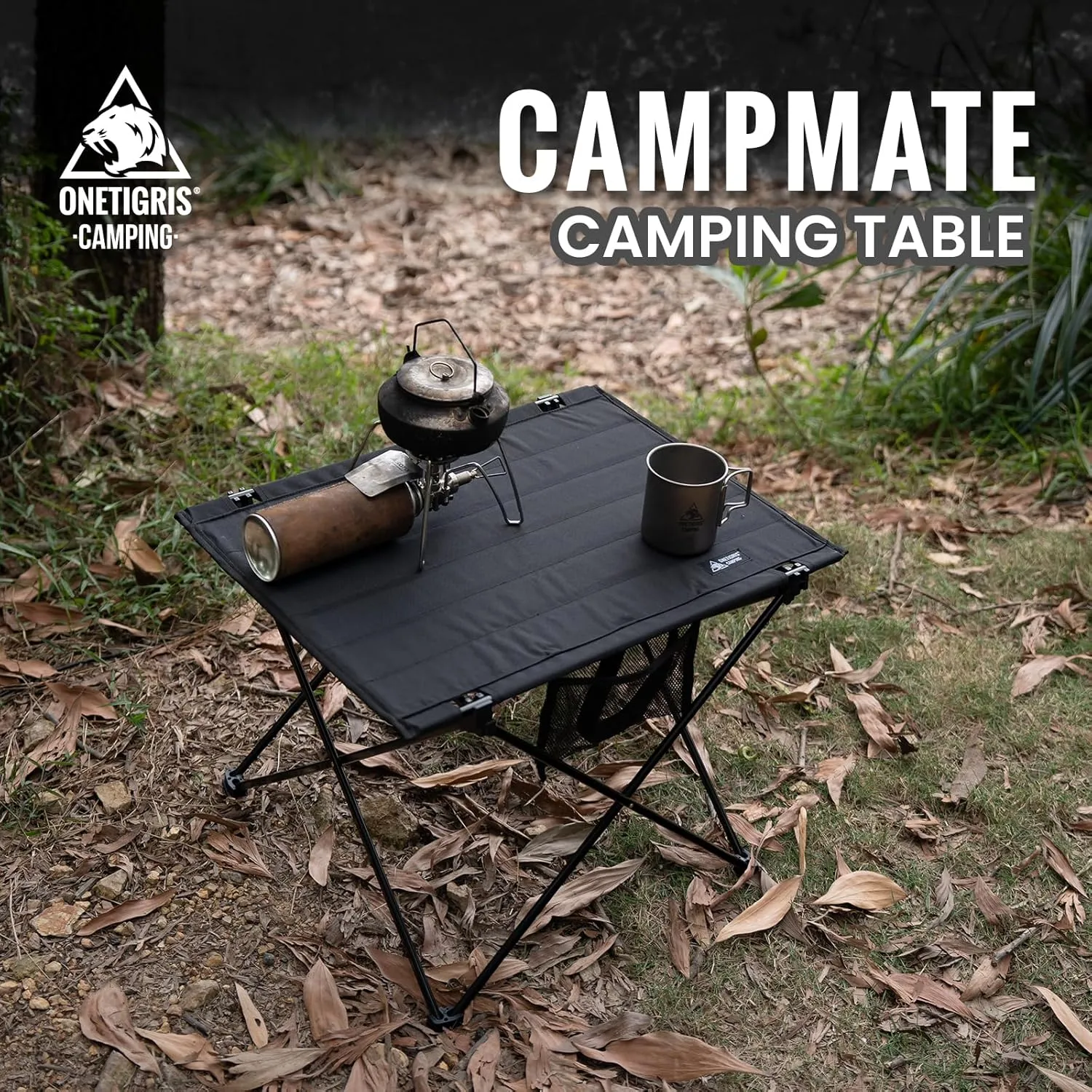 ONETIGRIS CAMPMATE Camping Table, Lightweight Folding Table Sturdy & Quick Setup, Holds Up to 66 lbs, Perfect for Camping, Hiking, Backpacking, Picnic, Beach, Travel