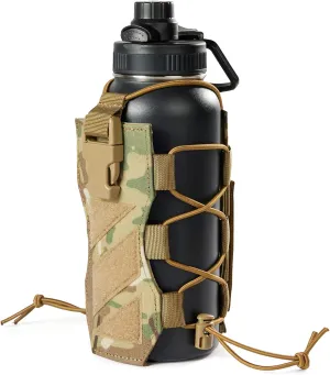 OneTigris Molle Water Bottle Holster, 32oz Adjustable Water Bottle Holder Tactical Water Bottle Pouch Lightweight Kettle Pouch Belt Bottle Carrier Bag with Straps for Outdoor Sports