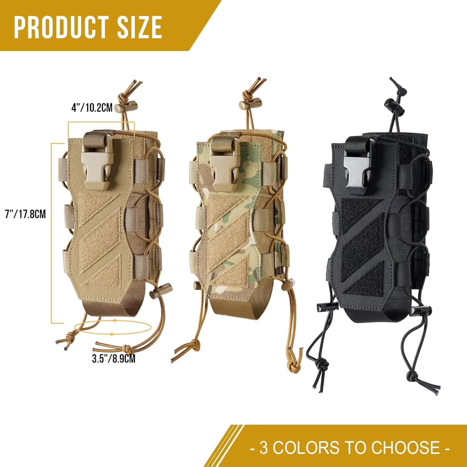 OneTigris Molle Water Bottle Holster, 32oz Adjustable Water Bottle Holder Tactical Water Bottle Pouch Lightweight Kettle Pouch Belt Bottle Carrier Bag with Straps for Outdoor Sports