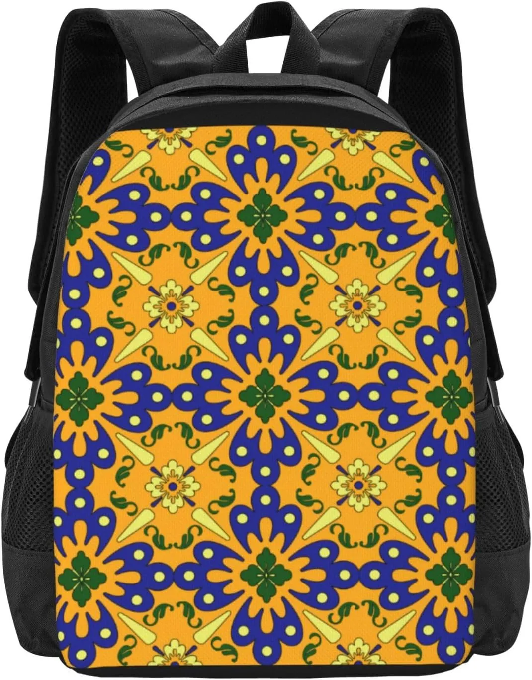 Orange Blue And Yellow Spanish Tile Pattern Lightweight Packable Backpack Travel Casual Hiking Daypack Foldable Backpack For Men Women