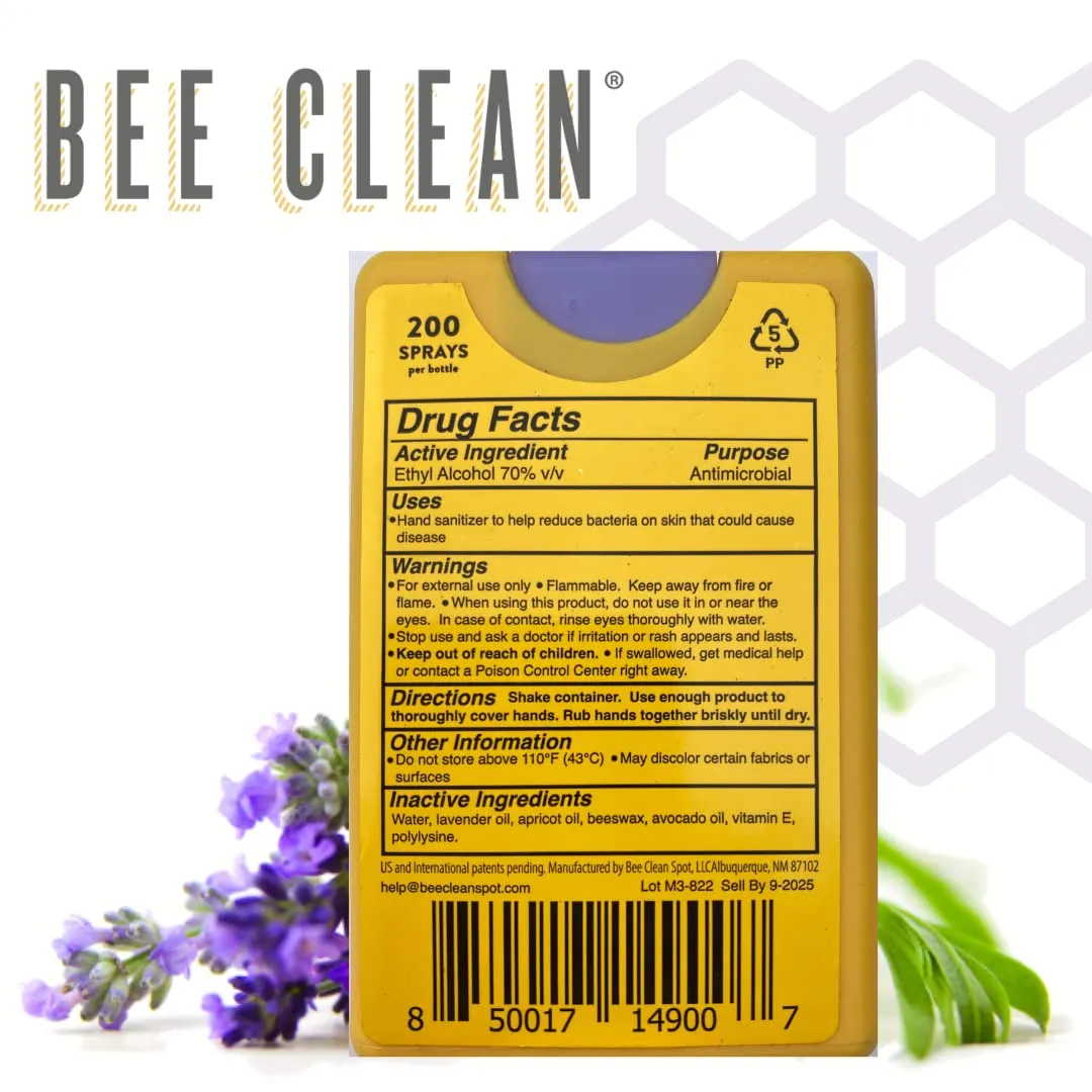 Organic Beeswax Hand Sanitizer Pocket Spray - Lavender Scent - 4 Pack