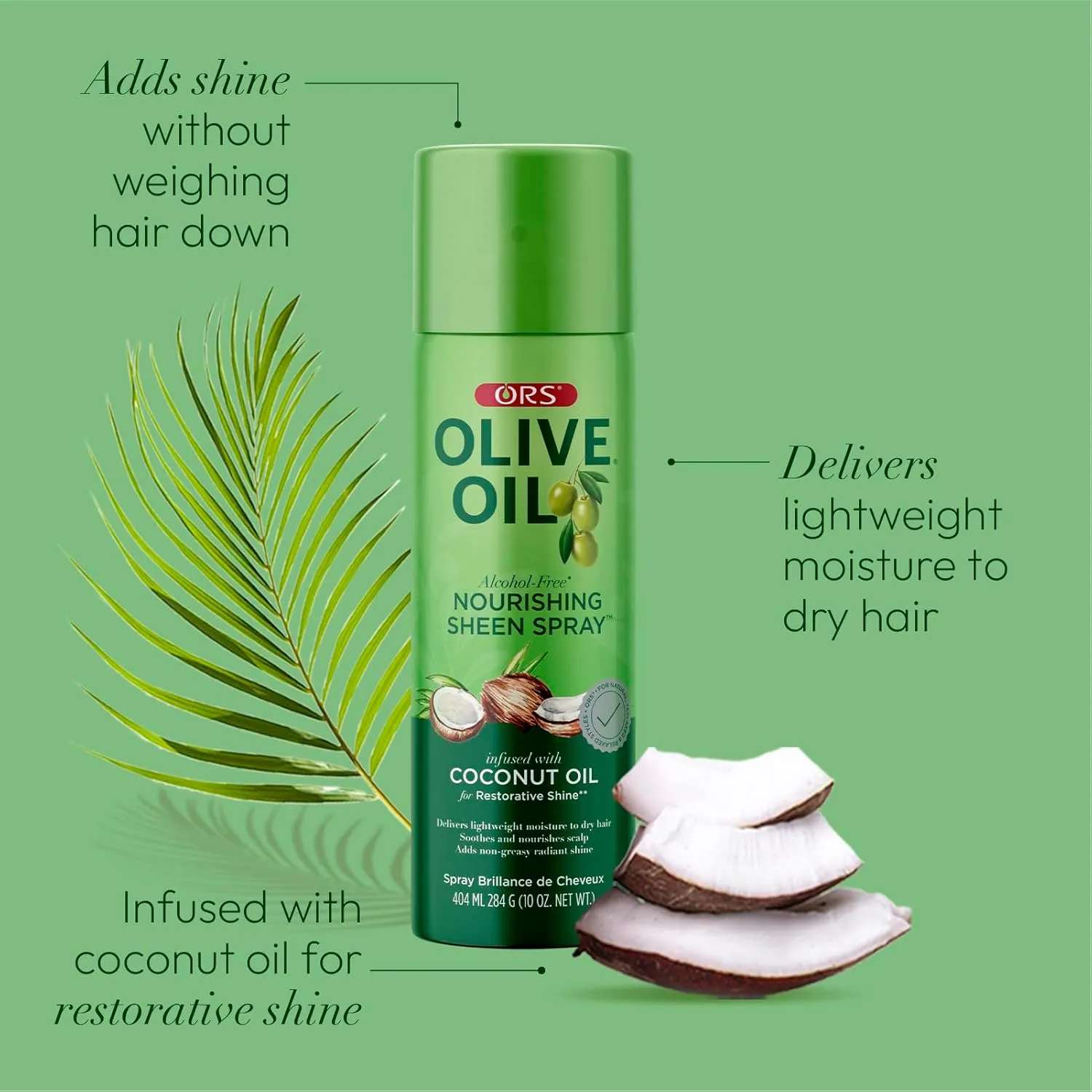 ORS Olive Oil Nourishing Sheen Spray infused with Coconut Oil 10 ounces (Pack of 3)