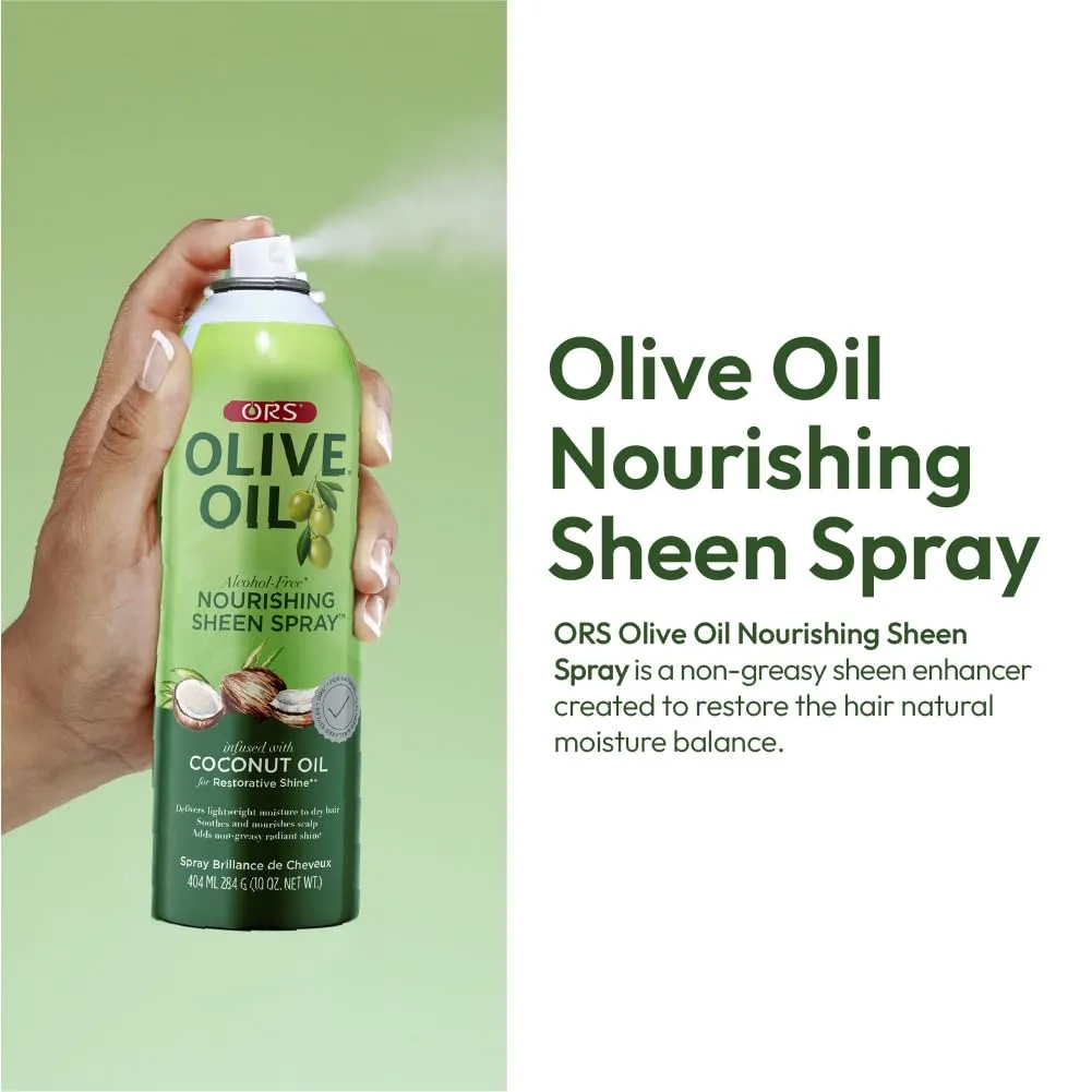 ORS Olive Oil Nourishing Sheen Spray infused with Coconut Oil 10 ounces (Pack of 3)