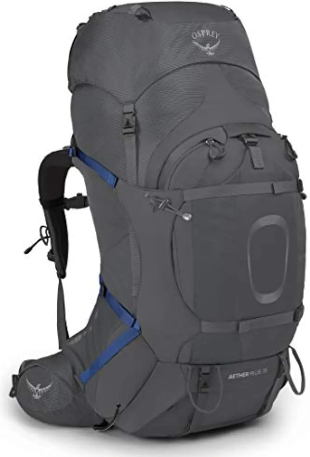 Osprey Aether Plus 70L Men's Backpacking Backpack, Eclipse Grey, L/XL