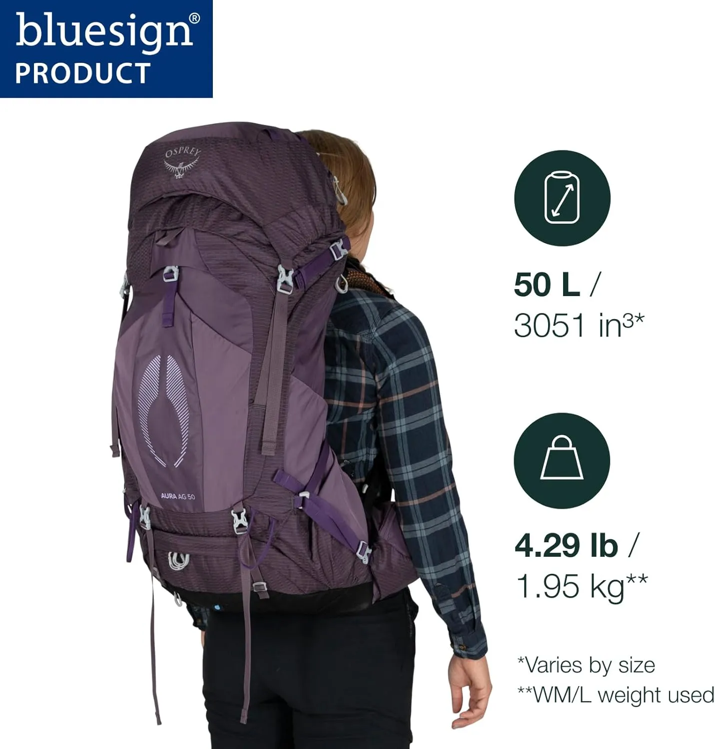 Osprey Aura AG 50L Women's Backpacking Backpack, Berry Sorbet Red, WXS/S